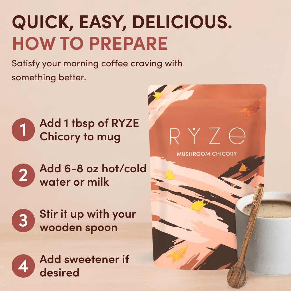 RYZE Mushroom Chicory — Organic Instant Chicory with Shitake & Lions mane, 30 Servings M4