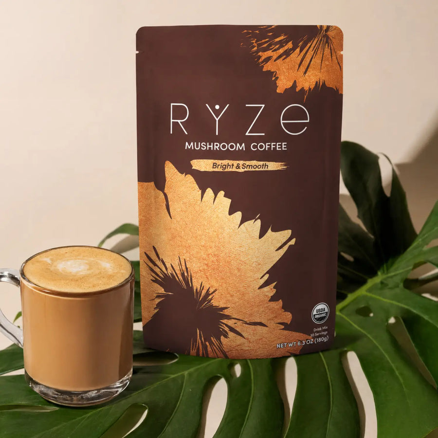 RYZE Mushroom Coffee — Organic Instant Coffee with Cordyceps & Reishi, 30 Servings V6