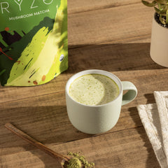 RYZE Mushroom Matcha — Organic Instant Matcha Latte with Lion's Mane & King Trumpet, 30 Servings F1