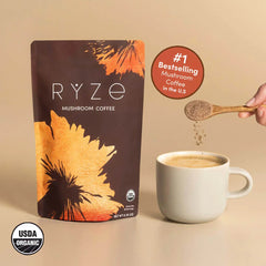 RYZE Mushroom Coffee — Organic Instant Coffee with Cordyceps & Reishi, 30 Servings R4