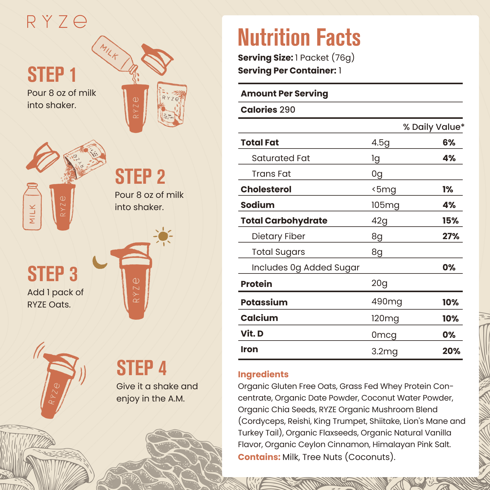 Mushroom Overnight Oats Pack (14 Servings) H0