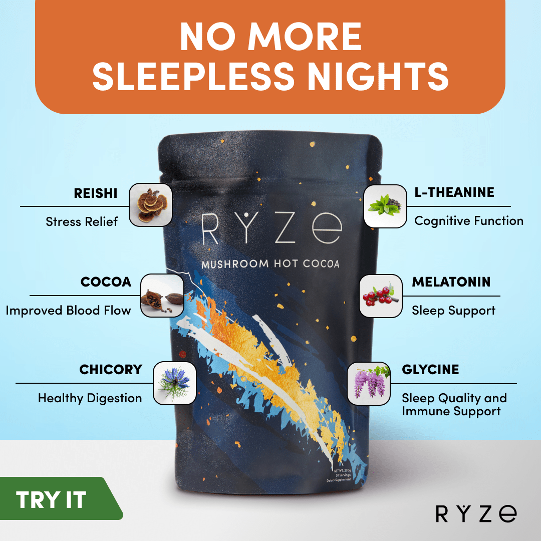 RYZE Hot Cocoa - with 6 Sleep Superfoods to Help Fall Asleep and Stay Asleep K1